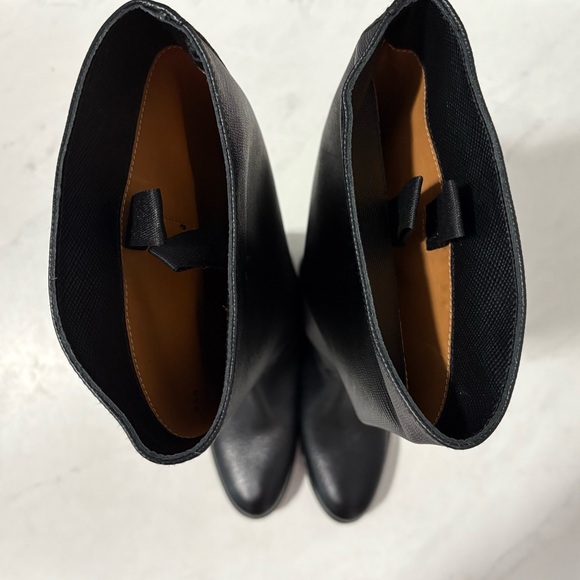 Prada Black Leather Pull On Riding Boots Size 38.5 Designer Preppy Equestrian - Picture 5 of 10